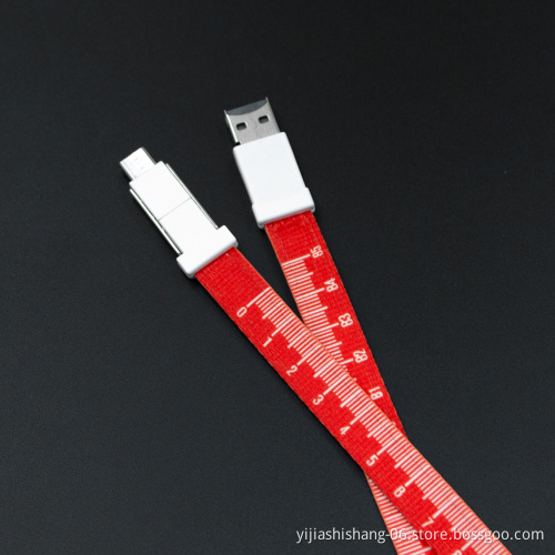 High-quality Polyester Mobile Phone Lanyard for Android Type-C&IPhone Braided Usb Custom Storage Data Cable Charging Cable